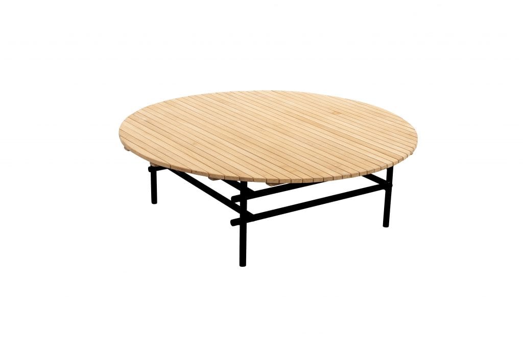 Ki side table round black + teak