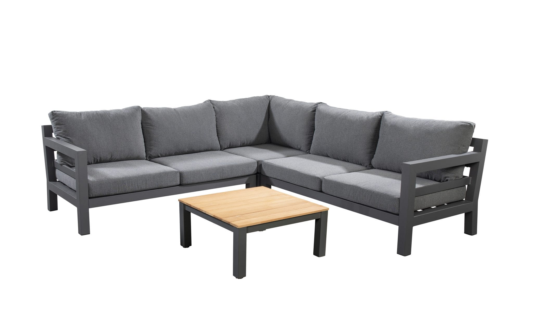 Midori chaise lounge left - right corner module with 75x75 coffee table - dark grey | Yoi Furniture